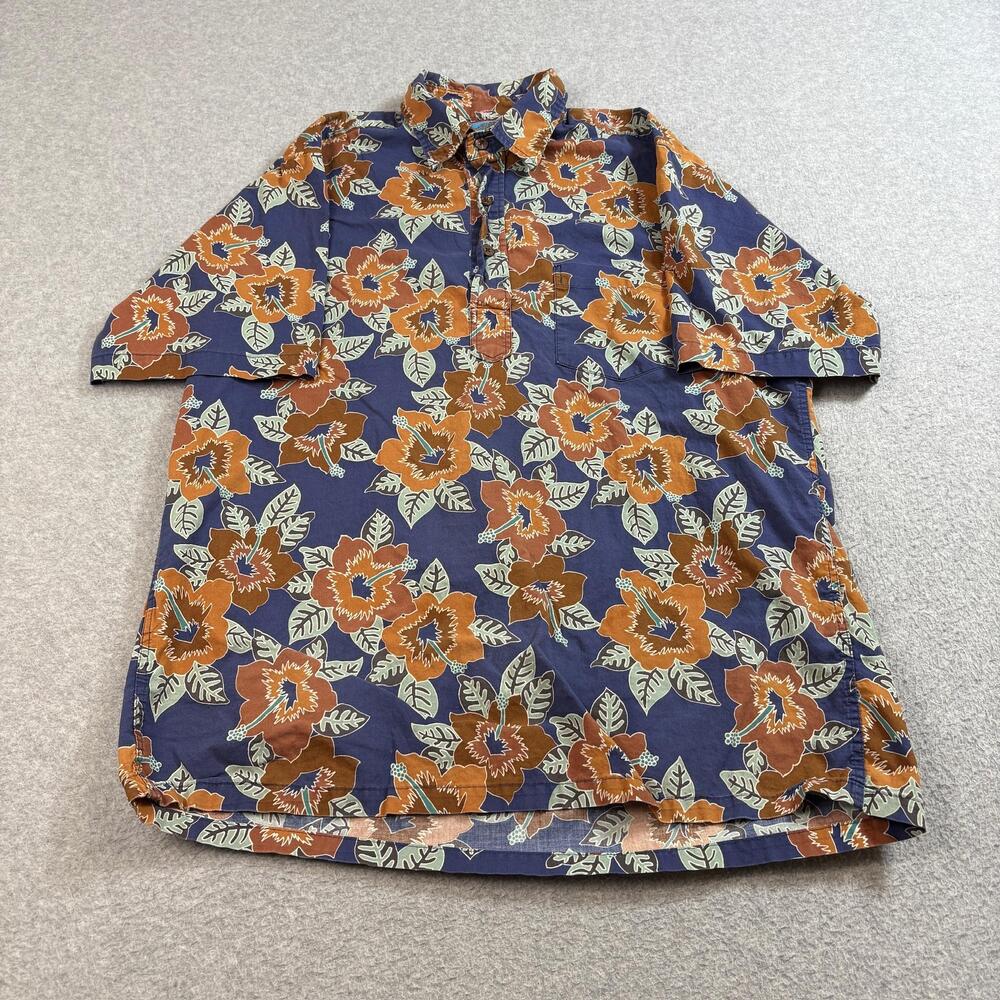 Reyn Spooner Joe Kealuha Shirt Men Medium Blue Floral Hawaiian Retro Cruise Y2K